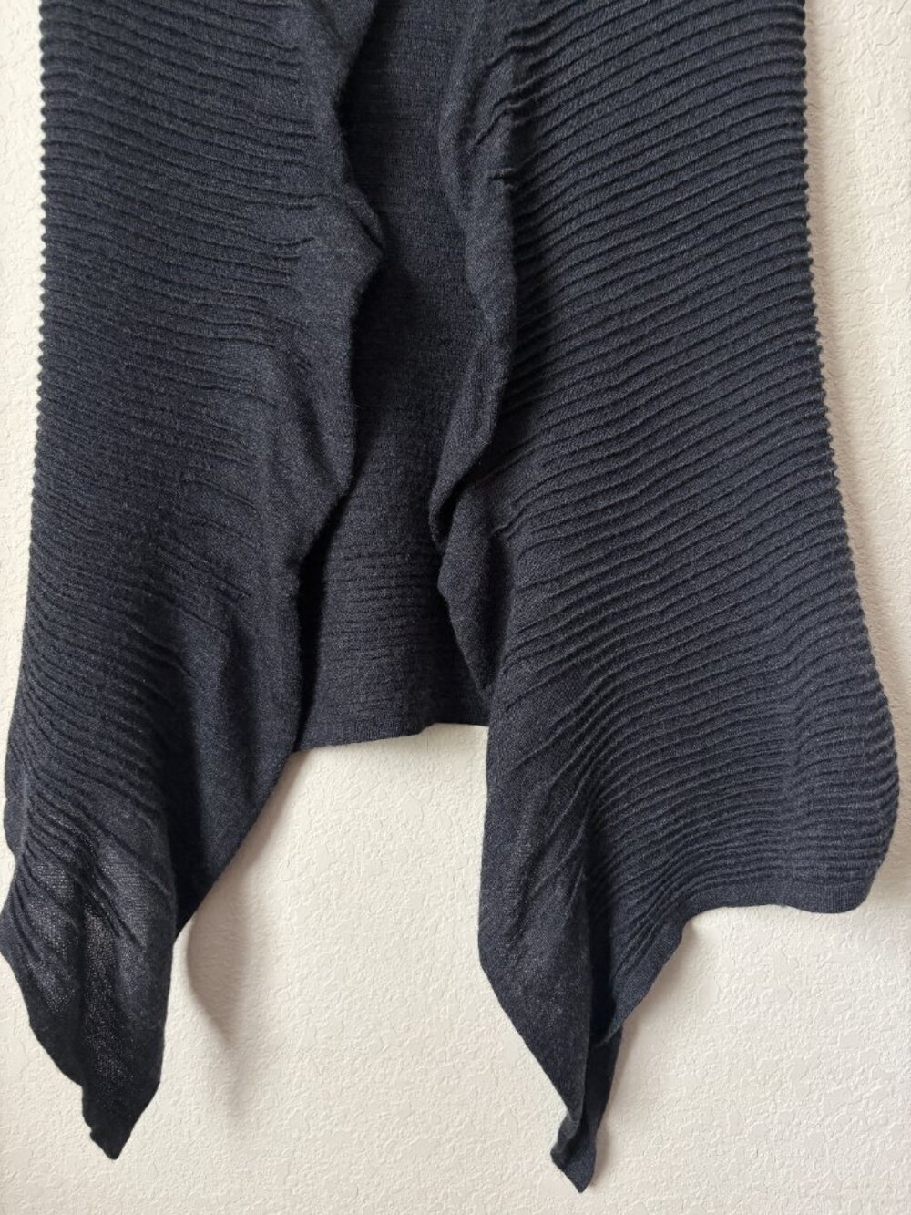 Eileen Fisher Merino Wool Ribbed Ruffle Waterfall Front Knit Vest - Picture 5 of 12